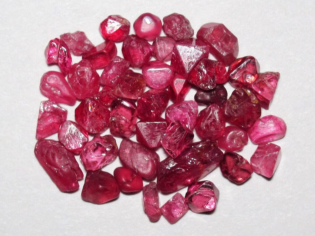 Natural spinel crystal or mineral specimen in close catalogue view.